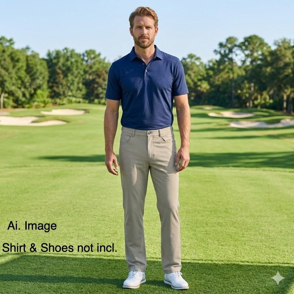 Johnnie-O Prep-Formance Pants Men 38x31 Stone Khaki Flat Front Golf Country Club